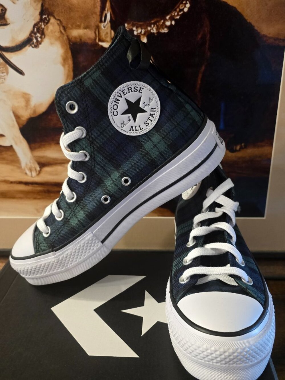 Converse Womens Chuck Taylor All Star Lift Platform High Plaid Sz 7 A13879C NEW